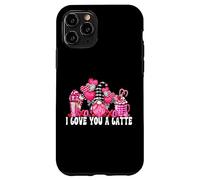 Carcasa para iPhone 11 Pro I Love You A Latte Pink Buffalo Plaid Decor Valentines GNOME