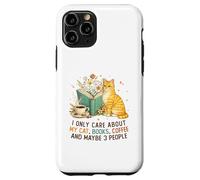 Carcasa para iPhone 11 Pro I Only Care About My Cat Coffee Books and 3 People Reading