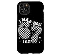 Carcasa para iPhone 11 Pro I Was 6 Now I Am 7 Groovy Retro Checkered 7th Birthday Party
