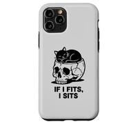 Carcasa para iPhone 11 Pro If I Fits I Sits Cat Skull Funny Gothic Dark Meme Humor 2
