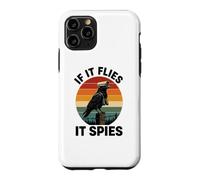 Carcasa para iPhone 11 Pro If It Flies It Spies Cuervo Vigilancia Pájaro Retro Conspiración