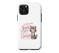 Carcasa para iPhone 11 Pro Jesus Thinks I'm A Delight Funny Christian Faith Cat Lover