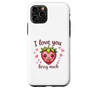 Carcasa para iPhone 11 Pro Juego de Palabras «I Love You Berry Much Cute Heart» con Forma de corazón y Fresa