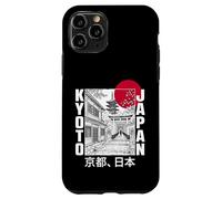 Carcasa para iPhone 11 Pro Kioto Japón Pagoda Torii Puerta Rojo Sol Bosquejo Retro