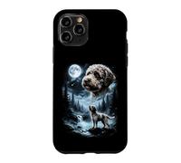 Carcasa para iPhone 11 Pro Lagotto Romagnolo Aullando a la Luna, Perro Retro de los 90