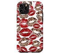 Carcasa para iPhone 11 Pro Leopard Lipstick Lips Kiss Kisses Cheetah Y2K Mujeres Niñas