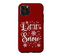 Carcasa para iPhone 11 Pro Let It Snow Copos de Nieve Letras Invierno Diseño Blanco