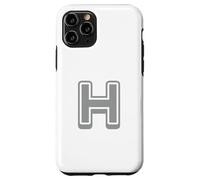 Carcasa para iPhone 11 Pro Letra Retro Negrita Gris - H - diseño de Contorno - Alfabeto