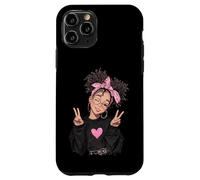 Carcasa para iPhone 11 Pro Linda Chica Signo de Paz Pelo Rizado Divertido gráfico juguetón Trippy