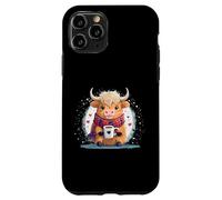 Carcasa para iPhone 11 Pro Linda Vaca Escocesa de Las Tierras Altas Divertido café Adicto Bebida Vaquera