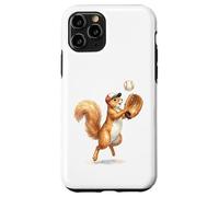 Carcasa para iPhone 11 Pro Lindo Atrapador de Jugador de béisbol de Ardilla, Arte de Acuarela
