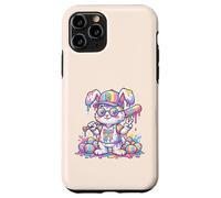 Carcasa para iPhone 11 Pro Lindo Conejo de béisbol de Pascua arcoíris Goteo niños niños niños pequeños