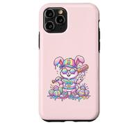 Carcasa para iPhone 11 Pro Lindo Conejo de béisbol de Pascua arcoíris Goteo niños niños niños pequeños