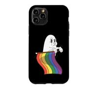 Carcasa para iPhone 11 Pro Lindo Fantasma LGBTQ sosteniendo la Bandera del Arco Iris Orgullo LGBT Halloween