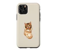 Carcasa para iPhone 11 Pro Lindo Gatito atigrado en Acogedor calcetín Gato mamá Cutecore Kawaii