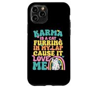 Carcasa para iPhone 11 Pro Lindo Karma Es Un Gato Furring En Mi Regazo Porque Me Ama