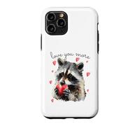 Carcasa para iPhone 11 Pro Love You More Raccoon Holding a Heart Womens Cute Valentine