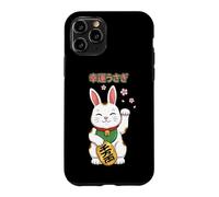 Carcasa para iPhone 11 Pro Lucky Rabbit Maneki Neko Bunny Flor de Cerezo japonés