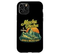 Carcasa para iPhone 11 Pro Machu Picchu Perú Viajes Andes Montañas Puesta del Sol Retro