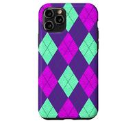 Carcasa para iPhone 11 Pro Magenta y Verde Claro Argyle Preppy Retro Vintage 80s 50s
