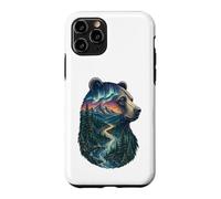 Carcasa para iPhone 11 Pro Majestic Bear Mountain River Wildlife Exposición Doble Excursionistas