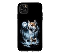 Carcasa para iPhone 11 Pro MAX Akita Inu Aullando a la Luna, Perro Retro de los 90