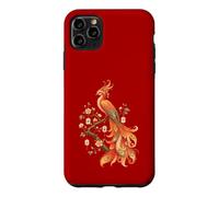 Carcasa para iPhone 11 Pro MAX Amante de los Azulejos de Mahjong Phoenix con Forma de pájaro fénix en Flor
