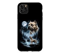 Carcasa para iPhone 11 Pro MAX American Bully Aullando a la Luna, Perro Retro de los 90