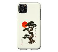 Carcasa para iPhone 11 Pro MAX Antiguo Bonsái Árbol Rojo Sol WABI Sabi Zen Arte Japonés