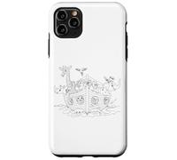Carcasa para iPhone 11 Pro MAX Arca de Noé - Gráfico de Historia bíblica para Colorear de fe para niños (Blanco)