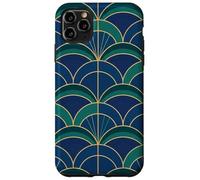 Carcasa para iPhone 11 Pro MAX Art Deco Fan Pattern Vintage Style Blue Green
