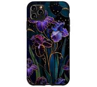 Carcasa para iPhone 11 Pro MAX Art Nouveau Iris Gótico Floral Celeste Oscuro Botánico Arte