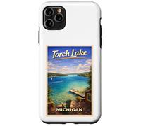 Carcasa para iPhone 11 Pro MAX Arte de Viaje Retro de Michigan Torch Lake Traverse City Up North