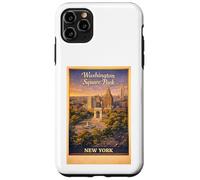 Carcasa para iPhone 11 Pro MAX Arte Retro de Viaje aéreo de la Ciudad de Nueva York Washington Square Park