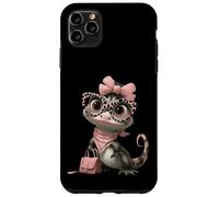 Carcasa para iPhone 11 Pro MAX Baby Gecko Kawaii - Gafas de Leopardo Rosa con Personaje de Reptil