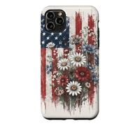 Carcasa para iPhone 11 Pro MAX Bandera Americana Floral patriótica USA Daisy
