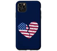 Carcasa para iPhone 11 Pro MAX Bandera de Estados Unidos de América Corazón Roto - Heartbreak en Forma de corazón