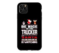 Carcasa para iPhone 11 Pro MAX Be Nice To The Trucker Santa Is Watching Funny Christmas