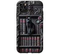 Carcasa para iPhone 11 Pro MAX Biblioteca gótica de Gato Negro Dark Academia estantería Vintage