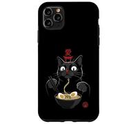 Carcasa para iPhone 11 Pro MAX Black Cat Eating Ramen Noodles Japan Kanji Love Anime Design