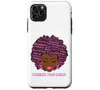 Carcasa para iPhone 11 Pro MAX Black Women Queen Stronger Than Breast Cancer Pink Ribbon