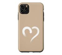 Carcasa para iPhone 11 Pro MAX Blanco Arena Tan Mano Dibujado Corazón Lindo Estética