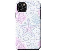Carcasa para iPhone 11 Pro MAX Blue Pink Starfish Shell Coral Ocean Life and Beach Pattern
