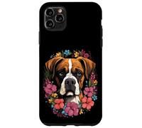 Carcasa para iPhone 11 Pro MAX Boxer - Ramo de Flores con Cara de Perro Cervatillo Boxeador dueño criador mamá