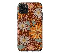 Carcasa para iPhone 11 Pro MAX Brown Flowers Meadow Floral Retro Groovy Aesthetic Women