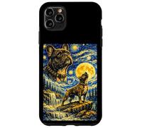 Carcasa para iPhone 11 Pro MAX Bulldog Francés Noche Estrellada Van Gogh Lindo Perro Aullando