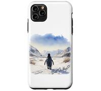 Carcasa para iPhone 11 Pro MAX BUT Why? Penguin Wandering Off Mountains Watercolor (White)