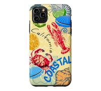 Carcasa para iPhone 11 Pro MAX California Coastal Seafood Collage Retro Beach Food Art
