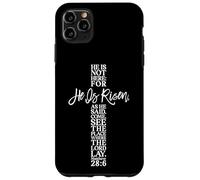 Carcasa para iPhone 11 Pro MAX Camisa de Pascua Feliz con Texto en inglés He Is Risen Jesus Cross Scripture Matthew