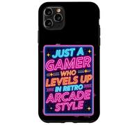 Carcasa para iPhone 11 Pro MAX Camiseta para Videojuegos Estilo Arcade Retro de los 80 con diseño «Just a Gamer Who Levels Up»